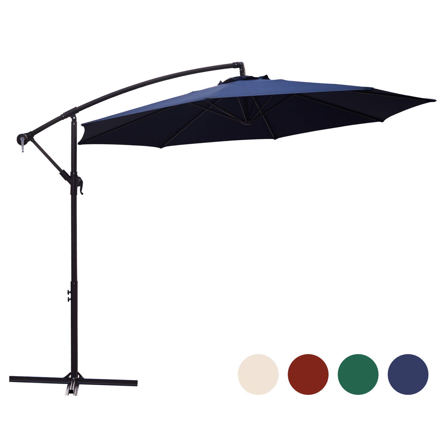 Amazon Com Kingyes 10ft Patio Offset Cantilever Umbrella Market Umbrellas Outdoor Umbrella With Crank Cross Base For Garden Deck Backyard And Pool Beige 10 Ft 10 Ft Navy Garden Outdoor
