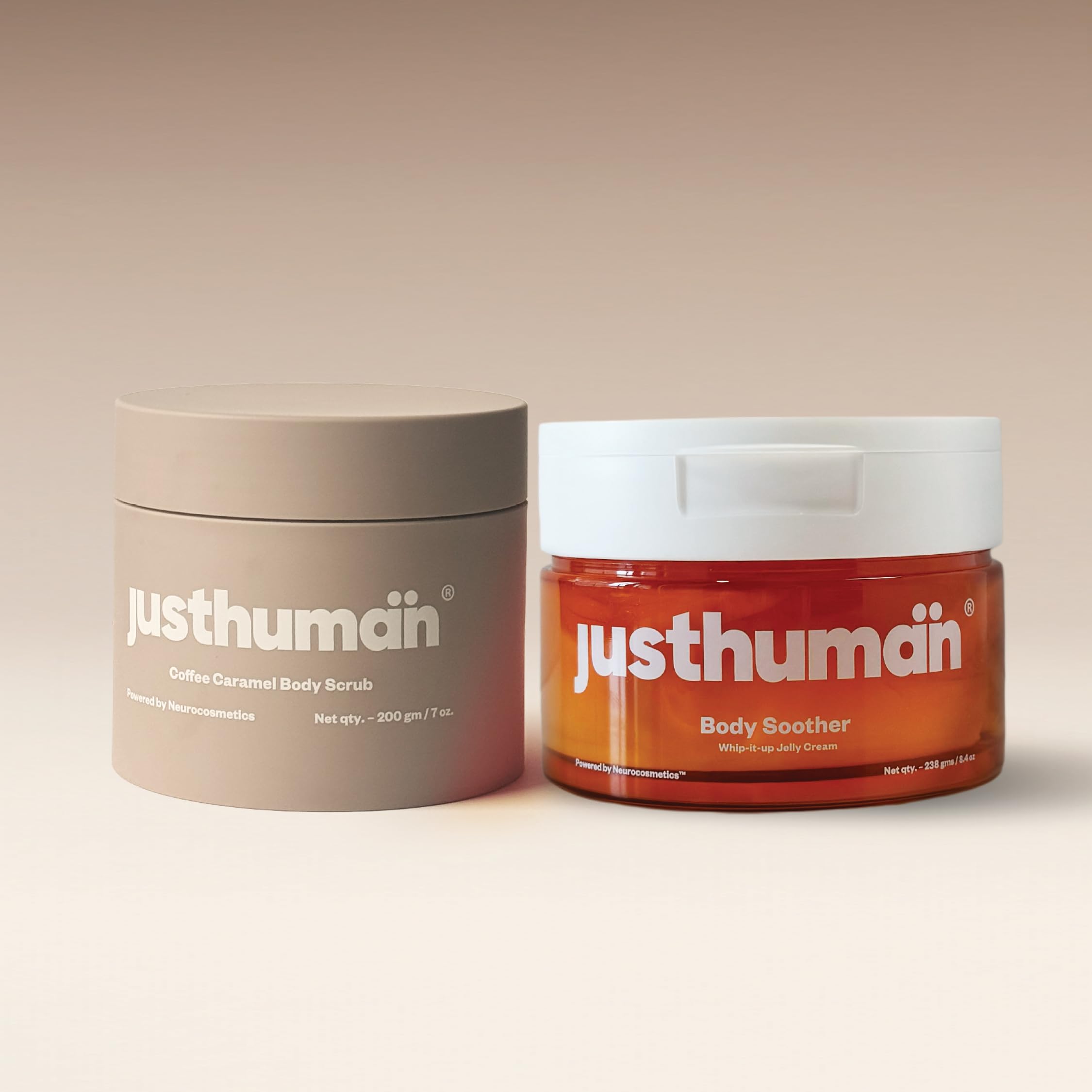 Justhuman Coffee Caramel Body Scrub & Whip-it-up Jelly Cream Combo | Deep Exfoliation + Intense Hydration | With Coffee, Aloe Vera, Shea Butter, Collagen & Vitamin E – 200g + 238g-image-14