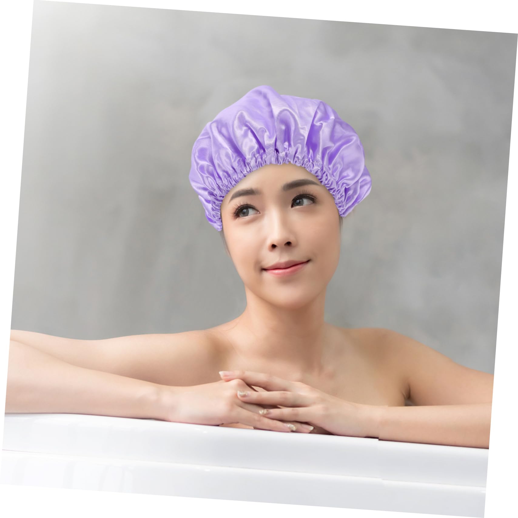 3 piezas Gorro de Ducha Reutilizable para Mujer Pack de Satinado Gorro para Baño y Color Rosa Melocotón Gris