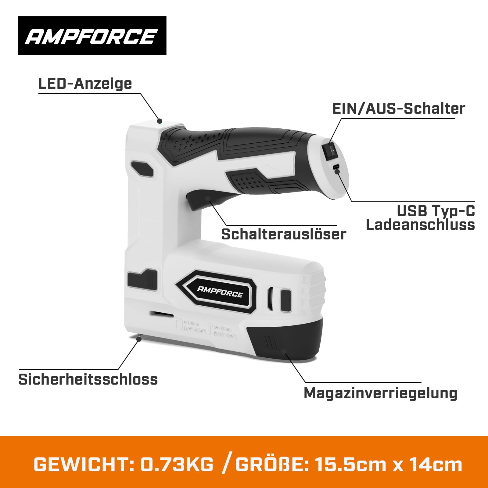 Akku Tacker, 2-in-1 Lithium-Ionen-Heftgerät, 4V Nagelgerät Set Mit Ladekabel, 1200 Heftklammern &400 Nägel, Power-Tacker für Bastelarbeiten, DIY und Polsterarbeiten