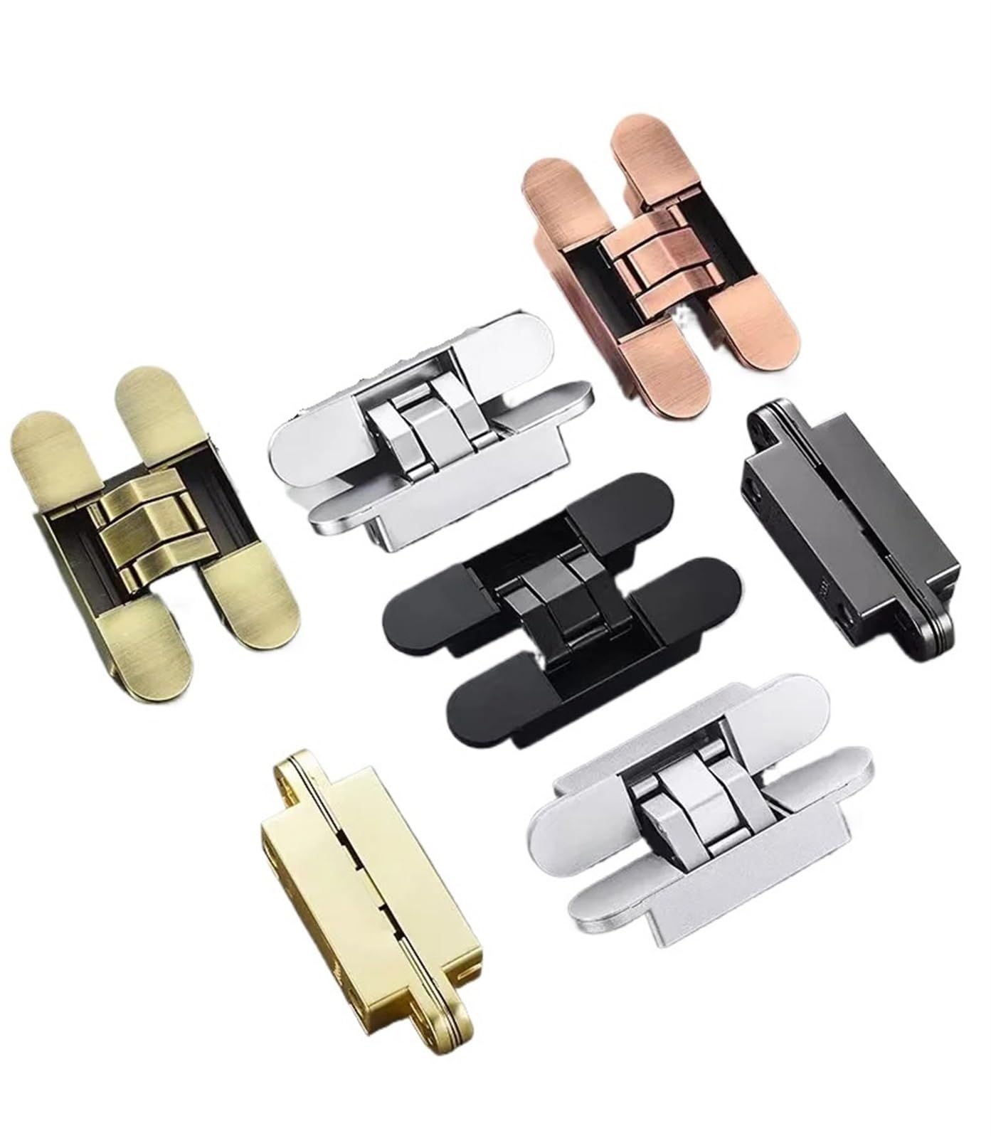 Concealed Hinges Invisible Door Hinge Secret Hidden 3D Adjustable Wooden Outside Opening for Furniture(Red Bronze)