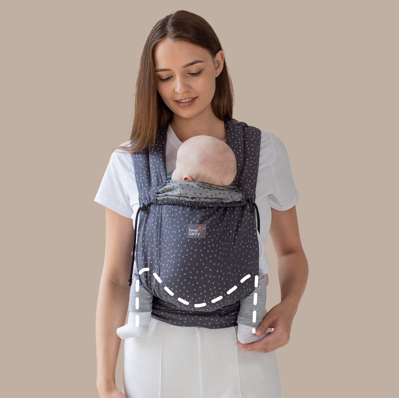 Love & Carry LoveTie Half-Buckle Ergonomische Babytrage für Neugeborene (Aquamarine)