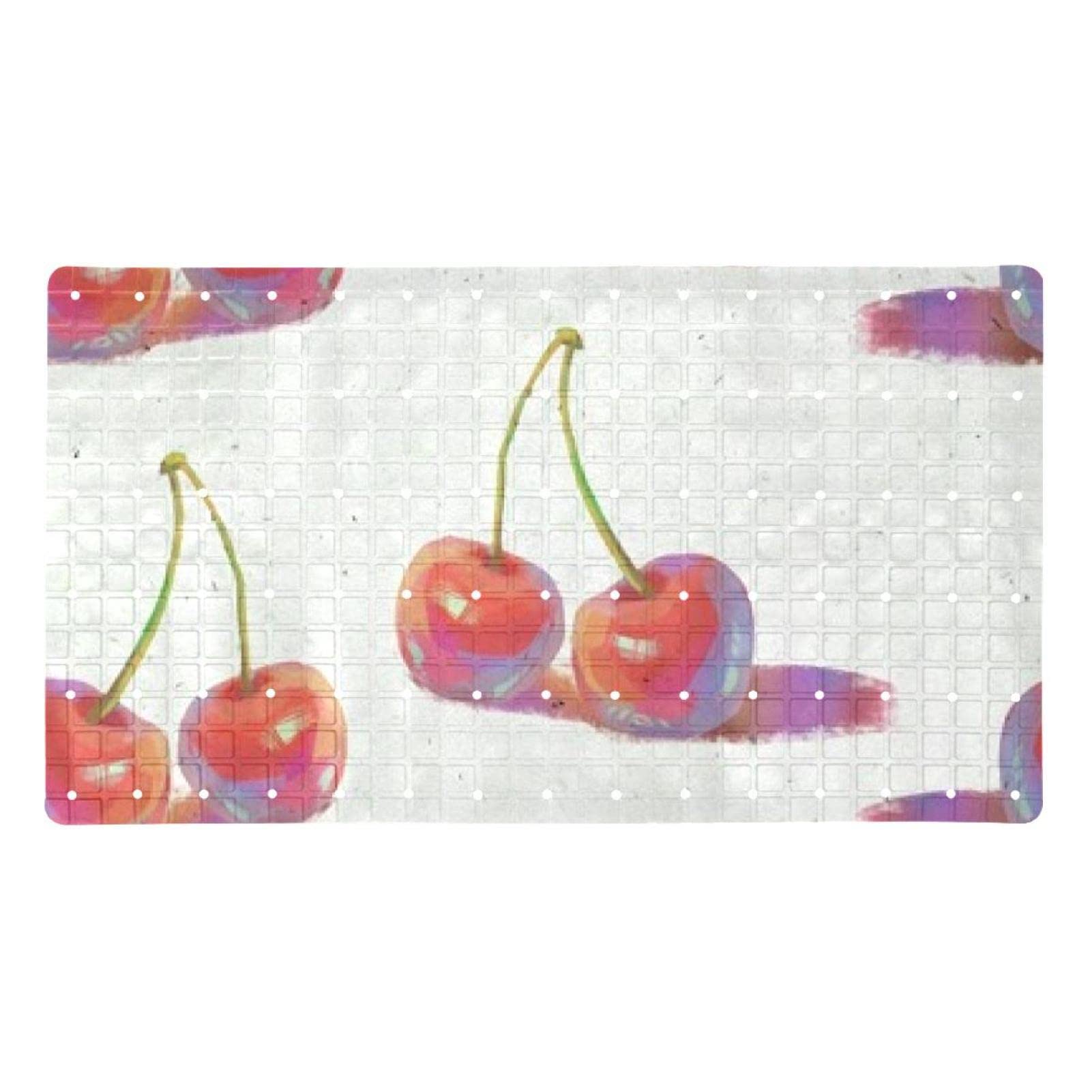 Alfombras de baño antideslizantes con ventosas de PVC lavable color cereza para ducha