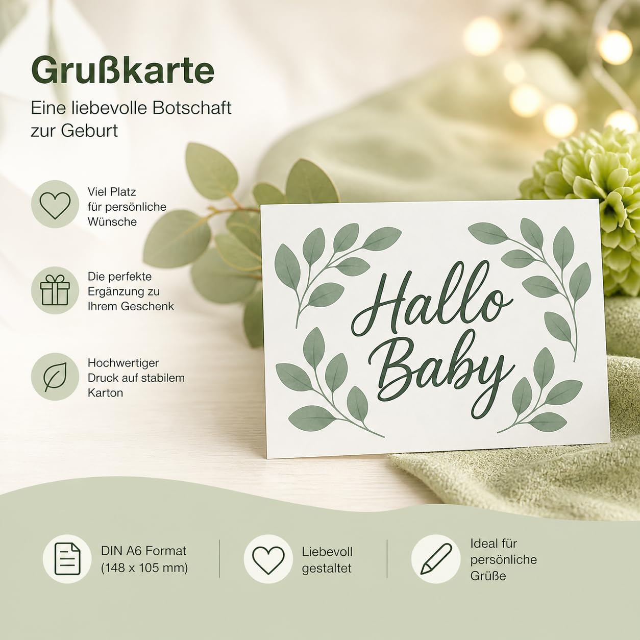 Windeltorte neutral zur Geburt | Geschenkset für Baby & Eltern | 14 Markenwindeln Größe 2 | Kuscheltuch „Bär“ mit Rasselfunktion | Grußkarte „Hallo Baby“ | liebevoll handgemacht in Deutschland