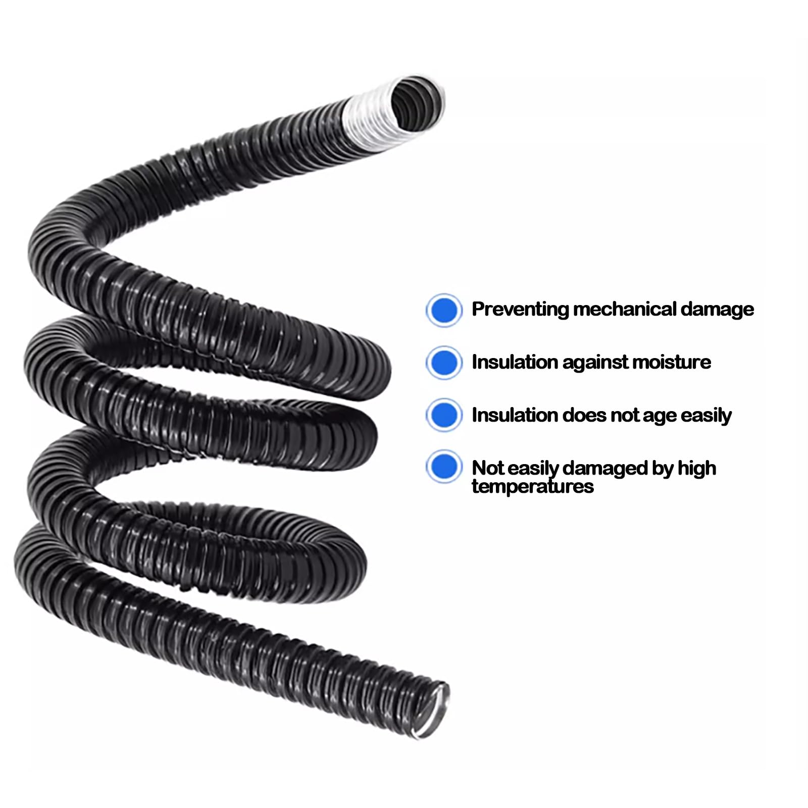 Manguera de metal recubierta de plástico negro, línea de cable de tubería flexible corrugada roscada impermeable, protector de manga, funda de cable (23 * 26mm, 20m)