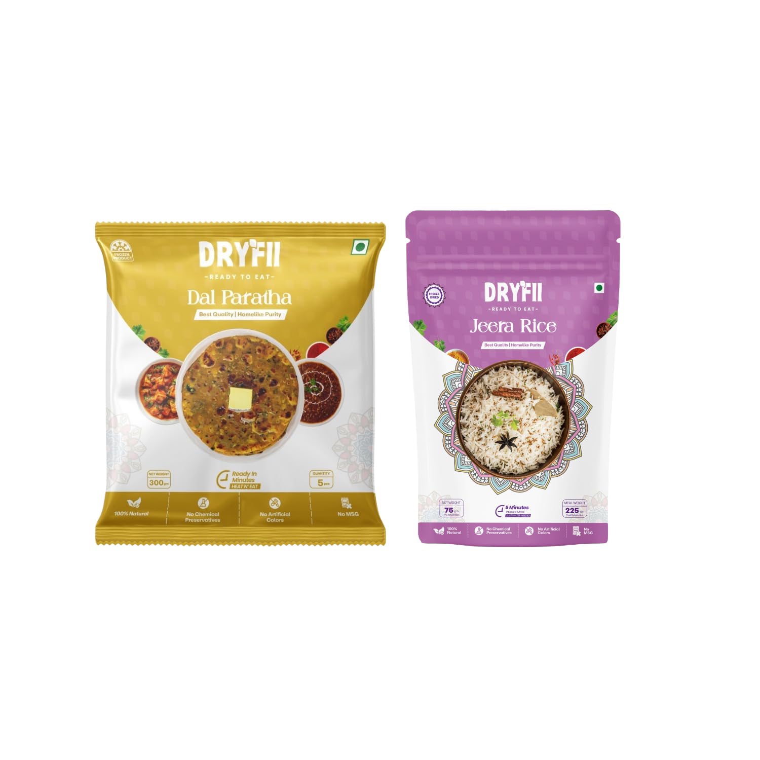 Dryfii Ready-to-Eat Dal Paratha (5 Pcs Parathas) with Jeera Rice | Veg Combo Meal | Pure Vegetarian-image-36