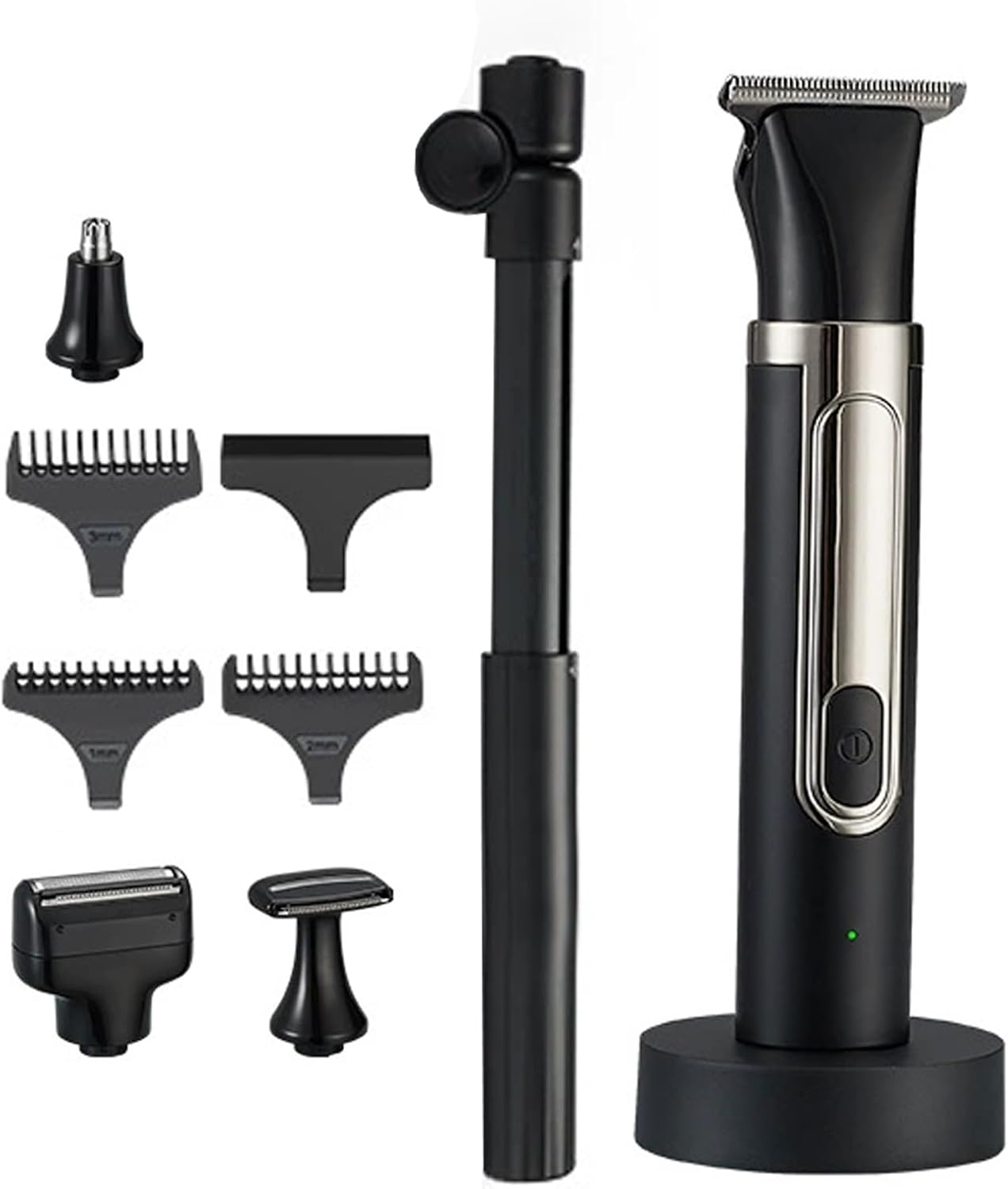 SOONHUA 4-in-1 Mens Body Trimmer Kit, Cordless Electric Back Shaver with Adjustable Long Handle, IPX6 Waterproof Grooming Tool for Beard Nose Body Hair Trimming