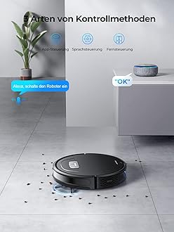 Laresar Evol 3 Robot Vacuum Cleaner With Mop Function - 4500Pa Super Thin Black Vacuum - 180 Minutes Battery Life - App/Remote/Voice Control - Ideal for Hard Floors, Pet Hair, Carpet