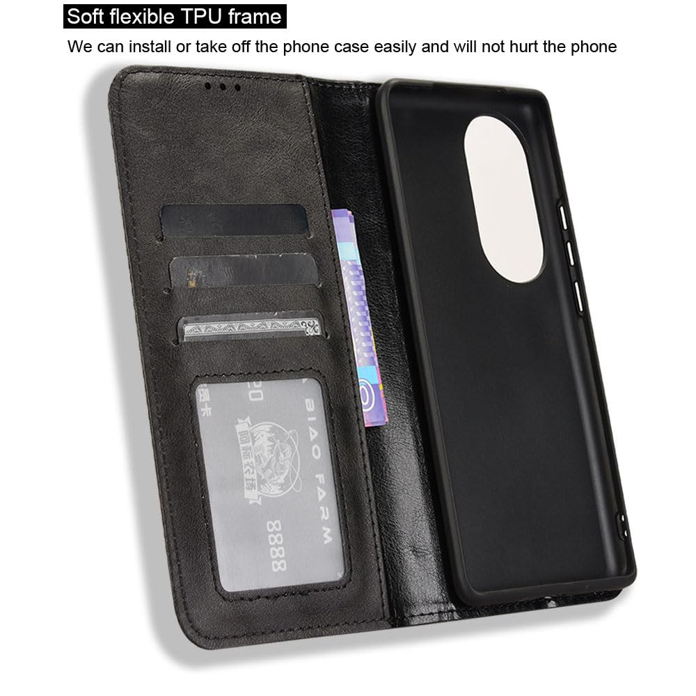 COMAKU Compatible with Ulefone Note 17 Pro Case Leather - Flip Cover Protection magnetic Phone Case wallet with Card Holder - Black - Image 3