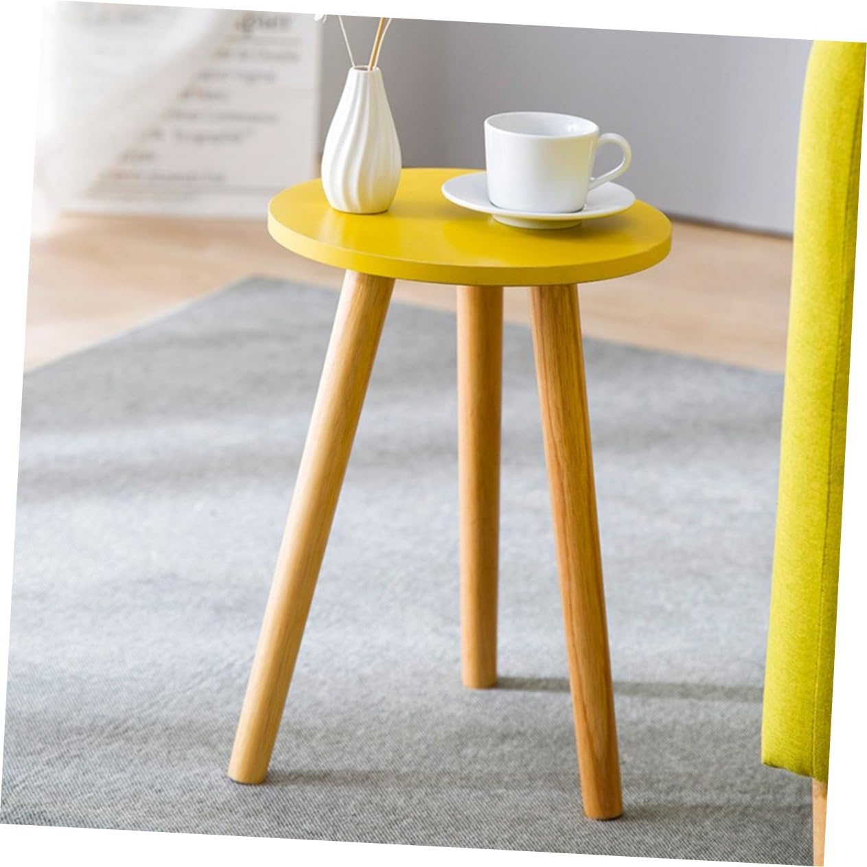 Zerodeko Round Accent Table for Living Room Nordic Side Coffee Table Modern Minimalist Wood Constructi