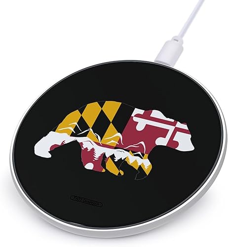 Maryland State Bear Mountain Wireless Charger Pad 10W Fast Charging Pad Compatible with iPhone 15 14 13 12 Series Samsung Galaxy Series