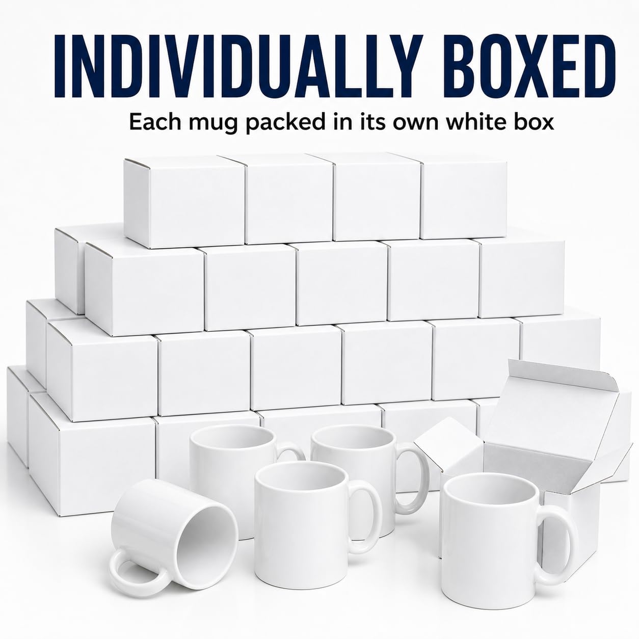 36 Stück Sublimationstassen, 325 ml, weiß, blanko, Keramik-Kaffeetassen mit einzelnen weißen Boxen, AAA-Klasse mit Premium-Beschichtung für Heißpresse, DIY, spülmaschinenfest und