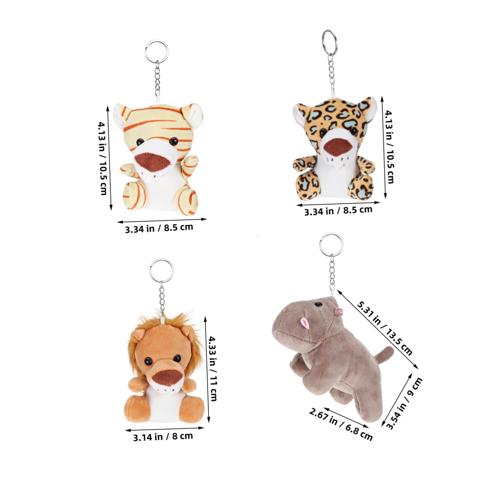 24 Llaveros de Peluche de Animales Anilla, PP Algodón | Bolsas y Llaves, Colgante para Mochila, Recuerdos de Fiesta para Niños
