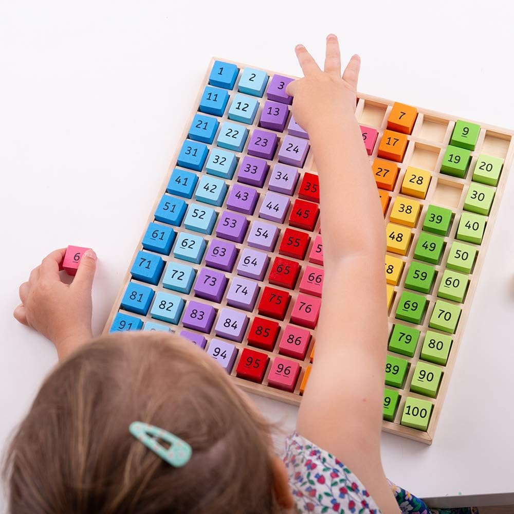 Bigjigs Toys, Wooden Number Counting Tray, Educational Maths Games, Montessori Toys