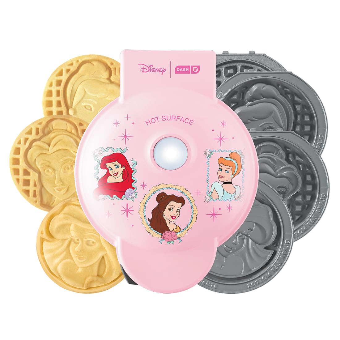 Disney | Dash Princess MultiMaker Mini Waffle Maker, Ceramic Nonstick, Pink
