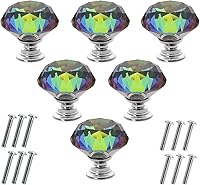 Vista 12 de Akstore 6 pomos de cristal para gabinetes de 1.18 pulgadas (1.181 in) con forma de diamante, para cajones de cocina, aparador, armario, tiradores