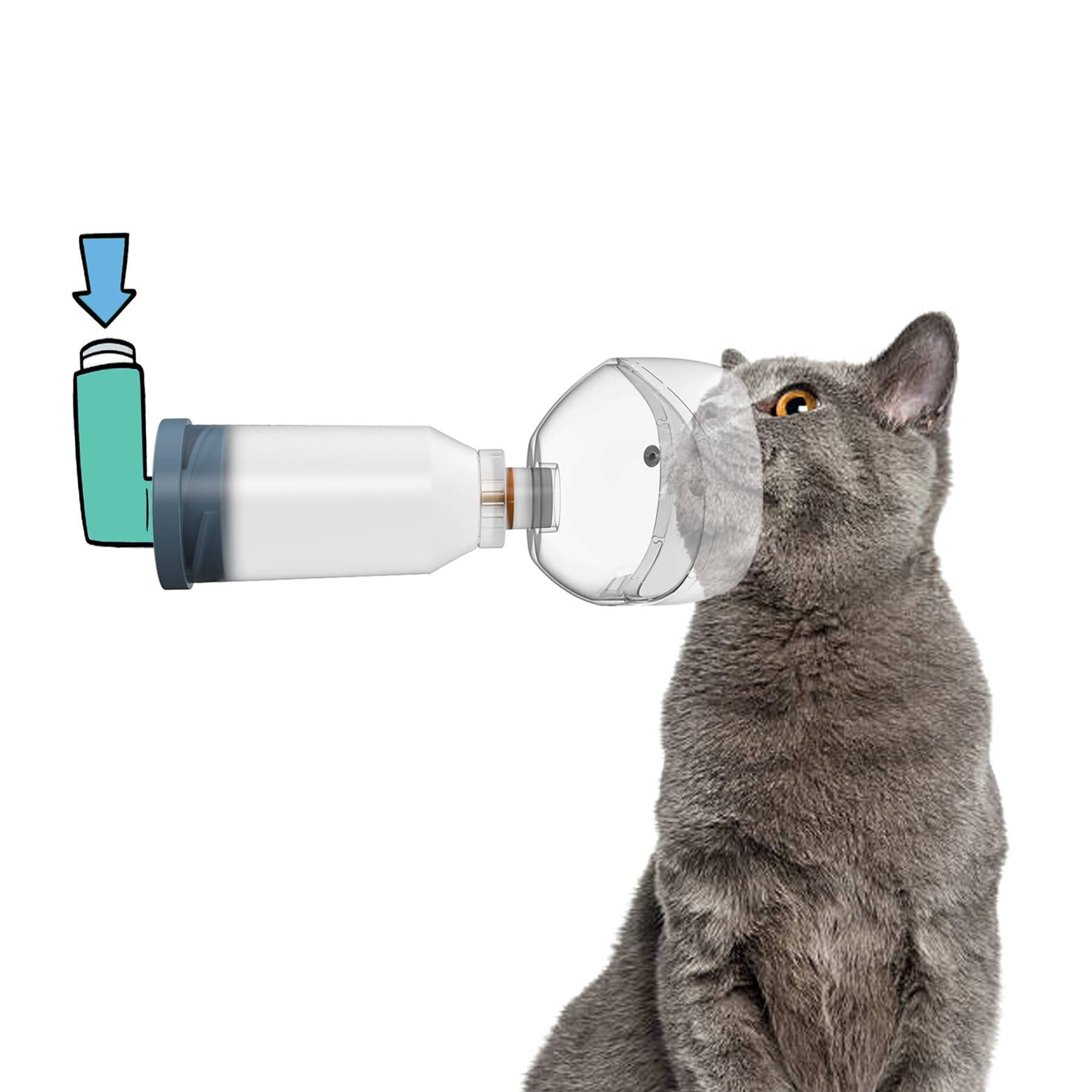 Feline Aerosol Chamber Inhaler Spacer for Cats and Kittens with Exclusive Pet Mask for Small Size Dogs and All Cats
