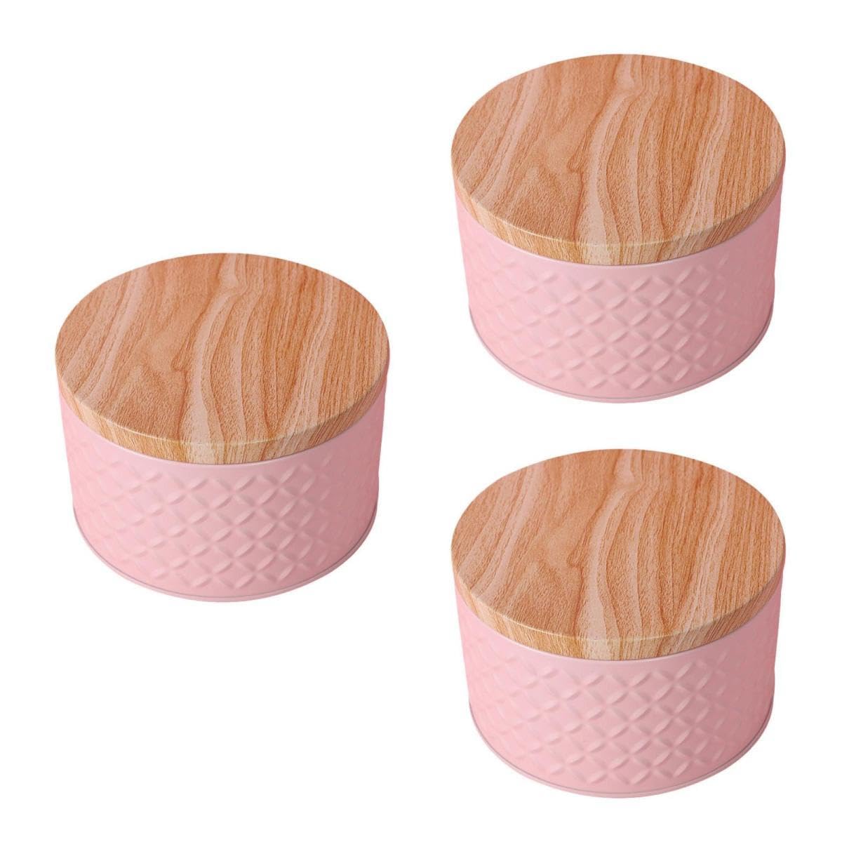 Operitacx 3pezzi Scatola Rotonda Ferro Rosa Per Dessert e Snack Per Contenitore Pratico e Decorativo Per Caramelle Biscotti e Dolci Per Regali e Decorazioni Natalizie