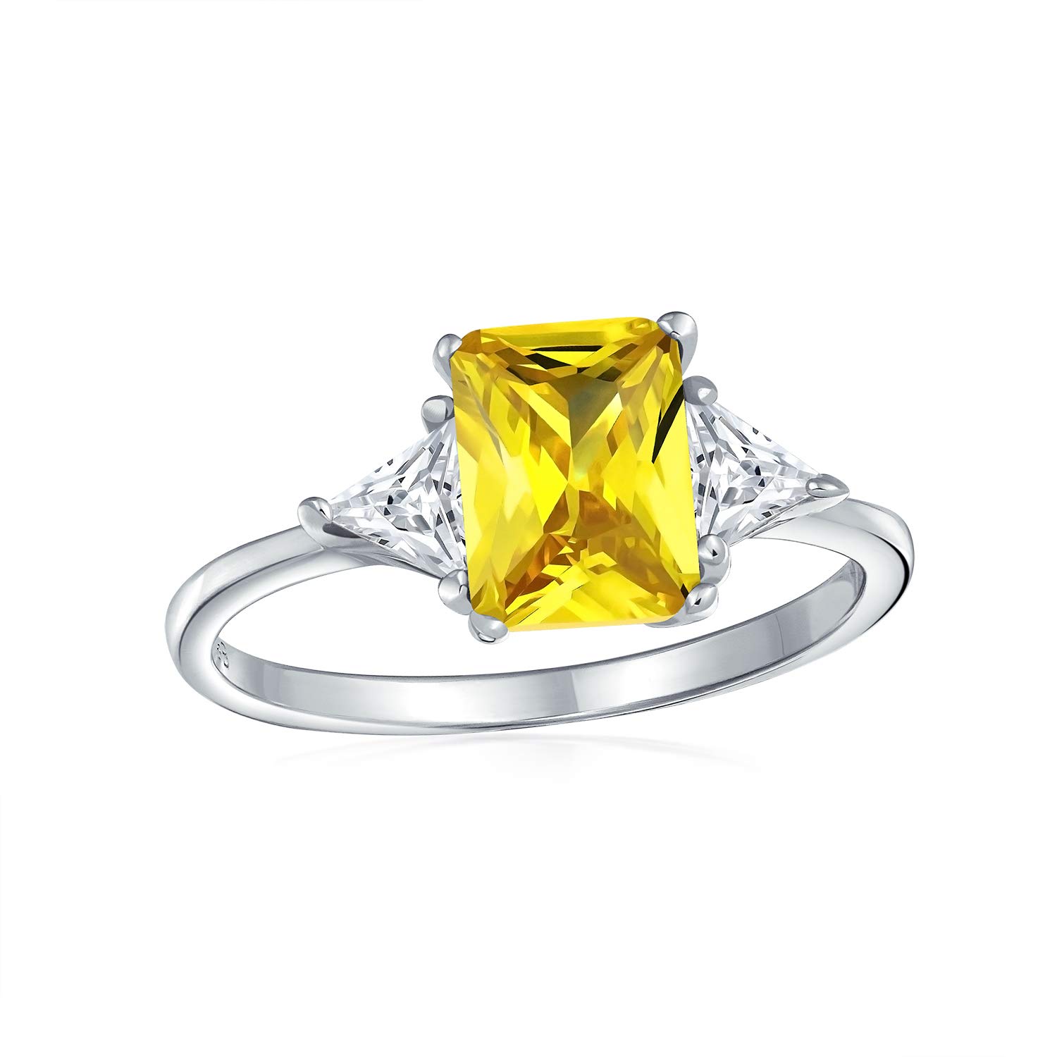 3CT Canary Yellow Square Cubic Zirconia Princess Cut Trillion Side