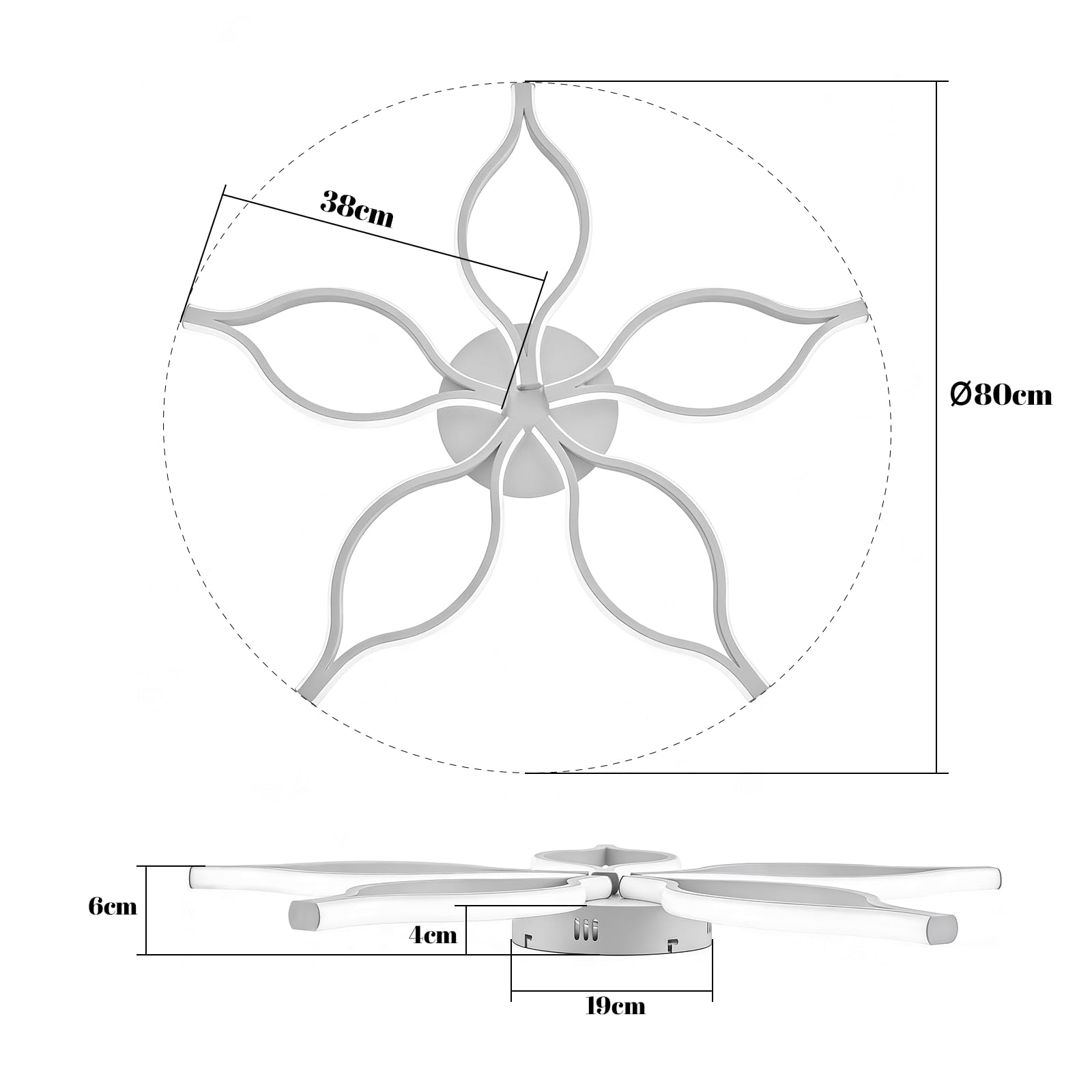 CBJKTX Lampa sufitowa LED do salonu, nowoczesny design, 80 cm, 75 W