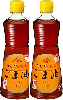 Amazon | 純正ごま油濃口600g(2本セット)おまけ付き かどや製油