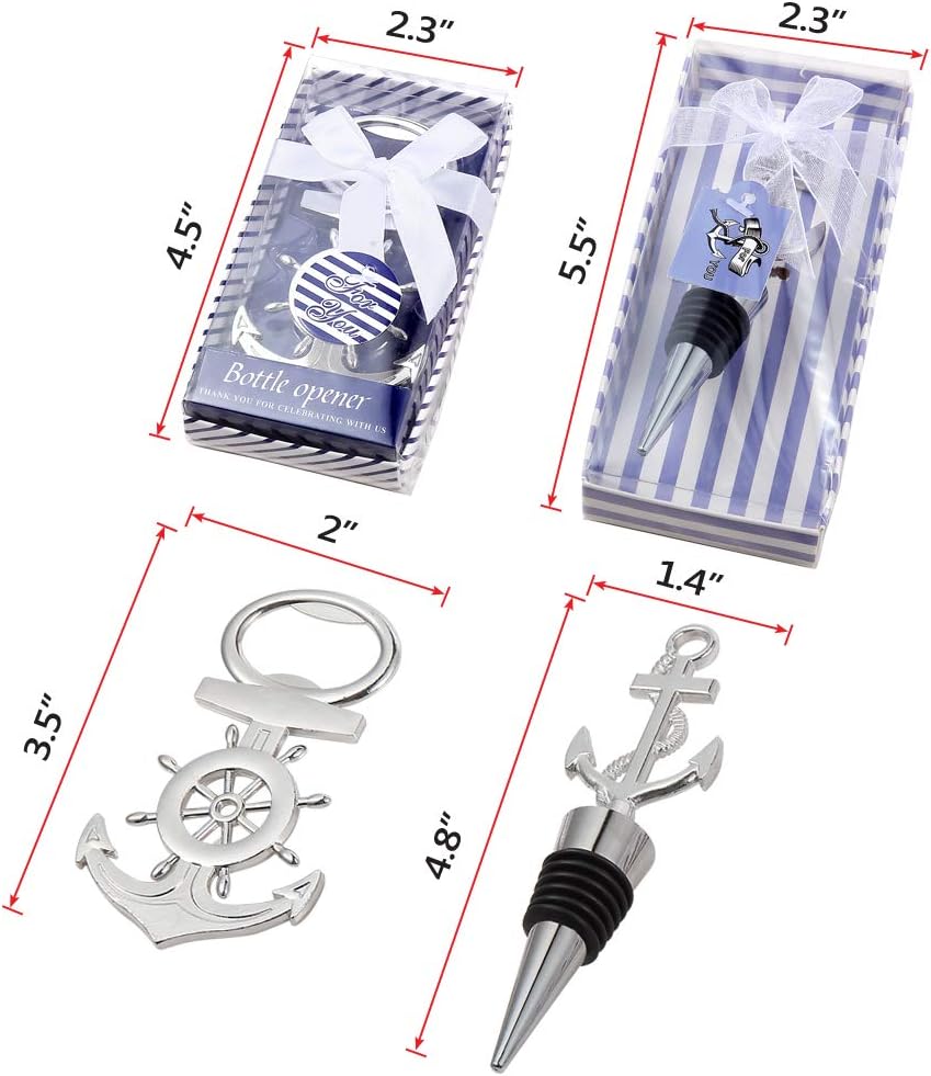 MDLUU 20 Pcs Anchor Bottle Stopper Bottle Opener Return Gifts, Party Favors, Nautical Theme Decor for Baby Shower Wedding Birthday