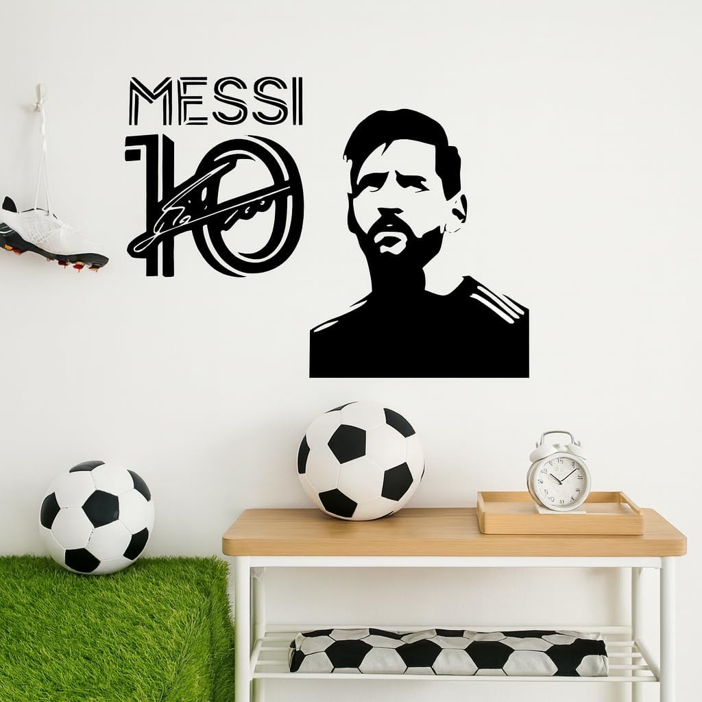 Soccer Wall Decal Vinyl Sticker – Football Player Wall Art Argentina Sports Poster Design for Kids Bedroom Playroom Gym – Removable Vinyl Decoration Mural Indoor Outdoor Home Room Decor (34"W x 26"H)