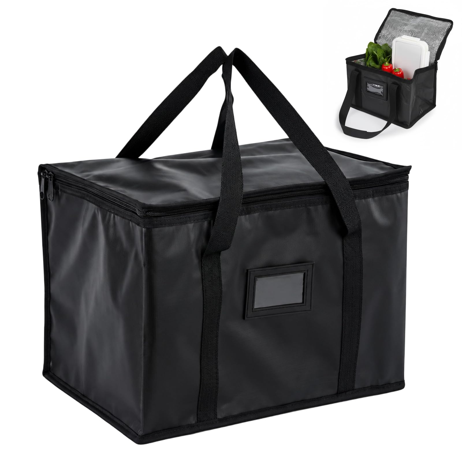 QhgPnt 1 Pc Black Food Delivery Bag, 50L Insulated Food Delivery Bag, Reusable Insulation Shopping Bags, for Temperature Retention,for Groceries, and Pizza Delivery