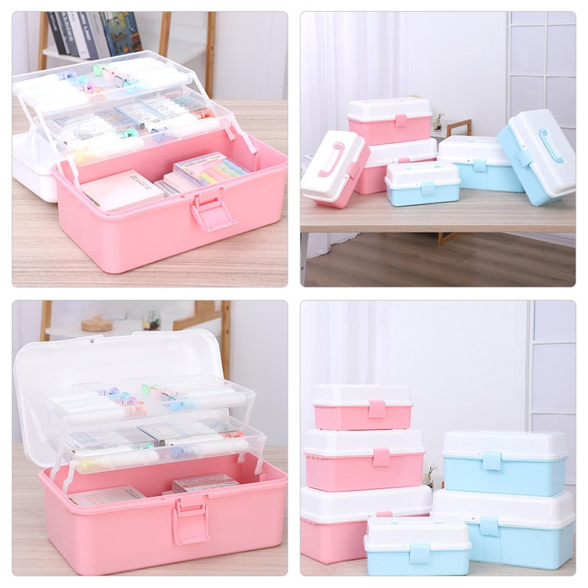 Scatola Porta Oggetti per Pittura in Pp Design a Strati Separati, Organizer Portatile per Strumenti Artistici e Cancelleria, per Mantenere Ordinata la Scrivania