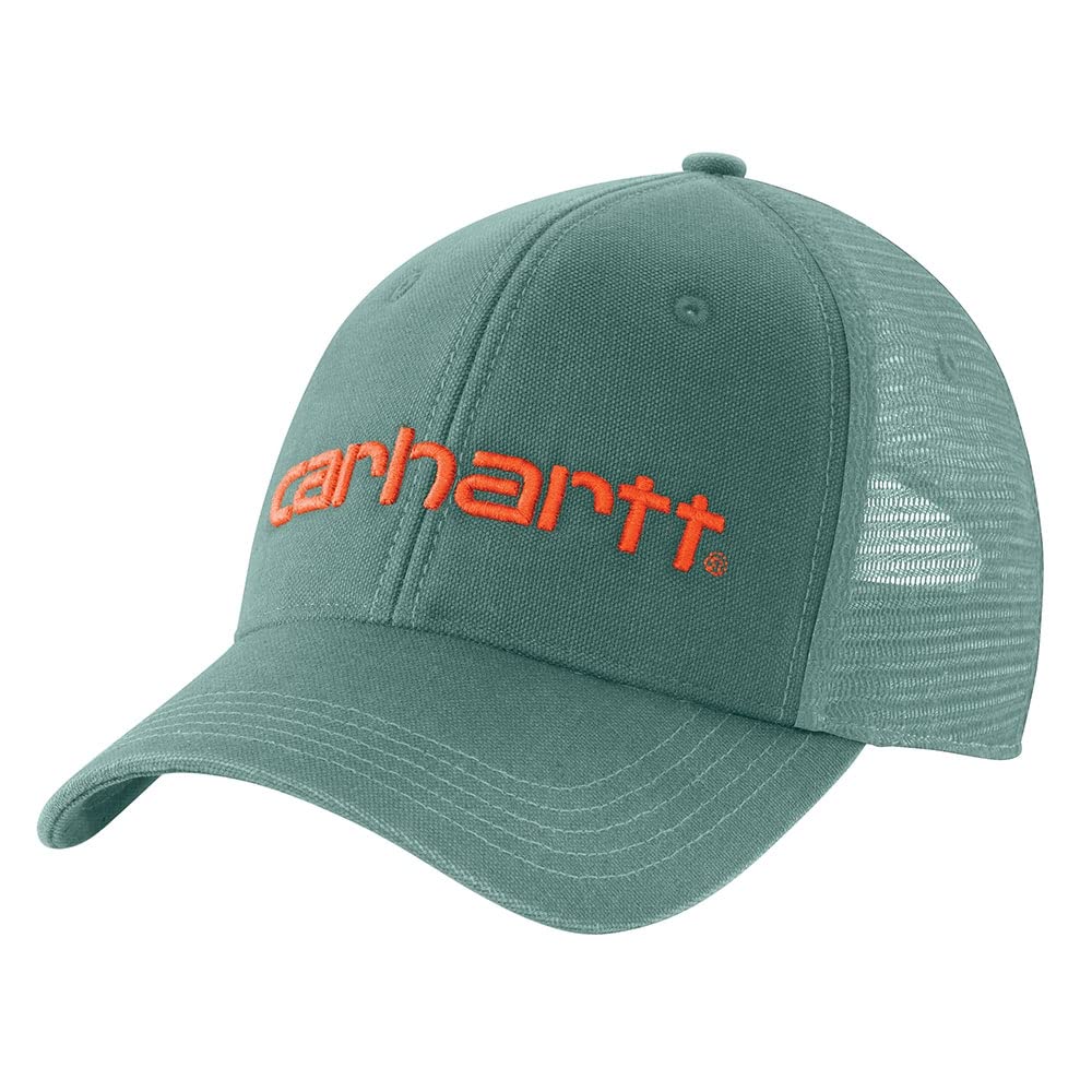 Carhartt Unisex Slate Green Men's Canvas Mesh-Back Logo Graphic Cap, Ofa