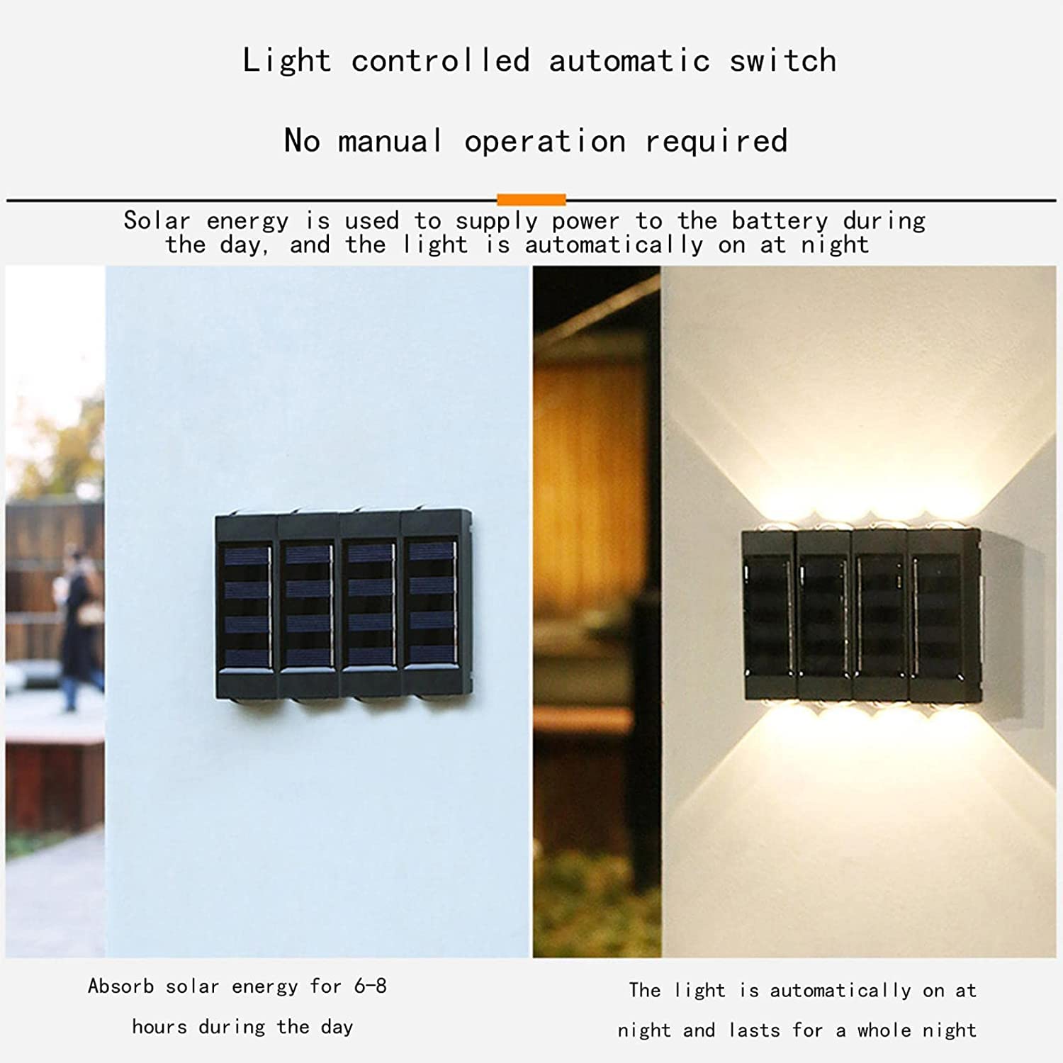 Lámparas de pared para exteriores retro Paquete de 1/4 luces solares for vallas al aire libre IP65 impermeable LED luces de pared solares aplique de pared exterior porche lámpara de pared for patio tr