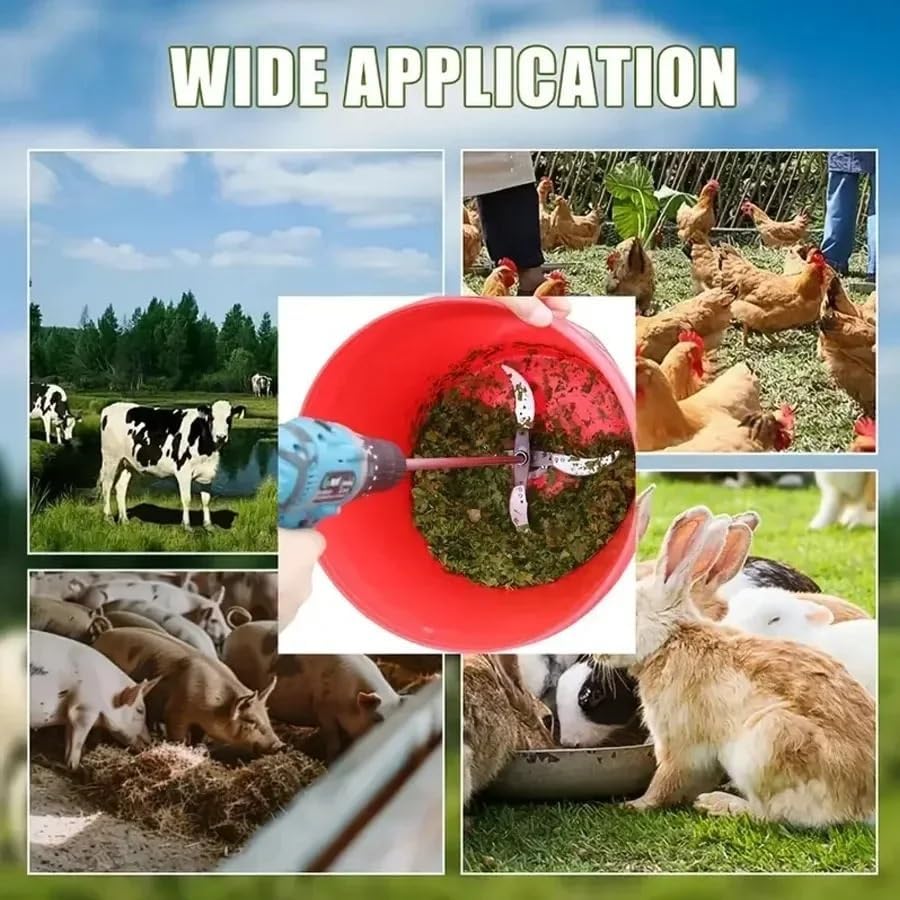 4枚刃フルーツ野菜カッターブレード、50cmロッドシャフトベース電動ドリルチョッパー、農場豚飼料粉砕機攪拌ミキサー用