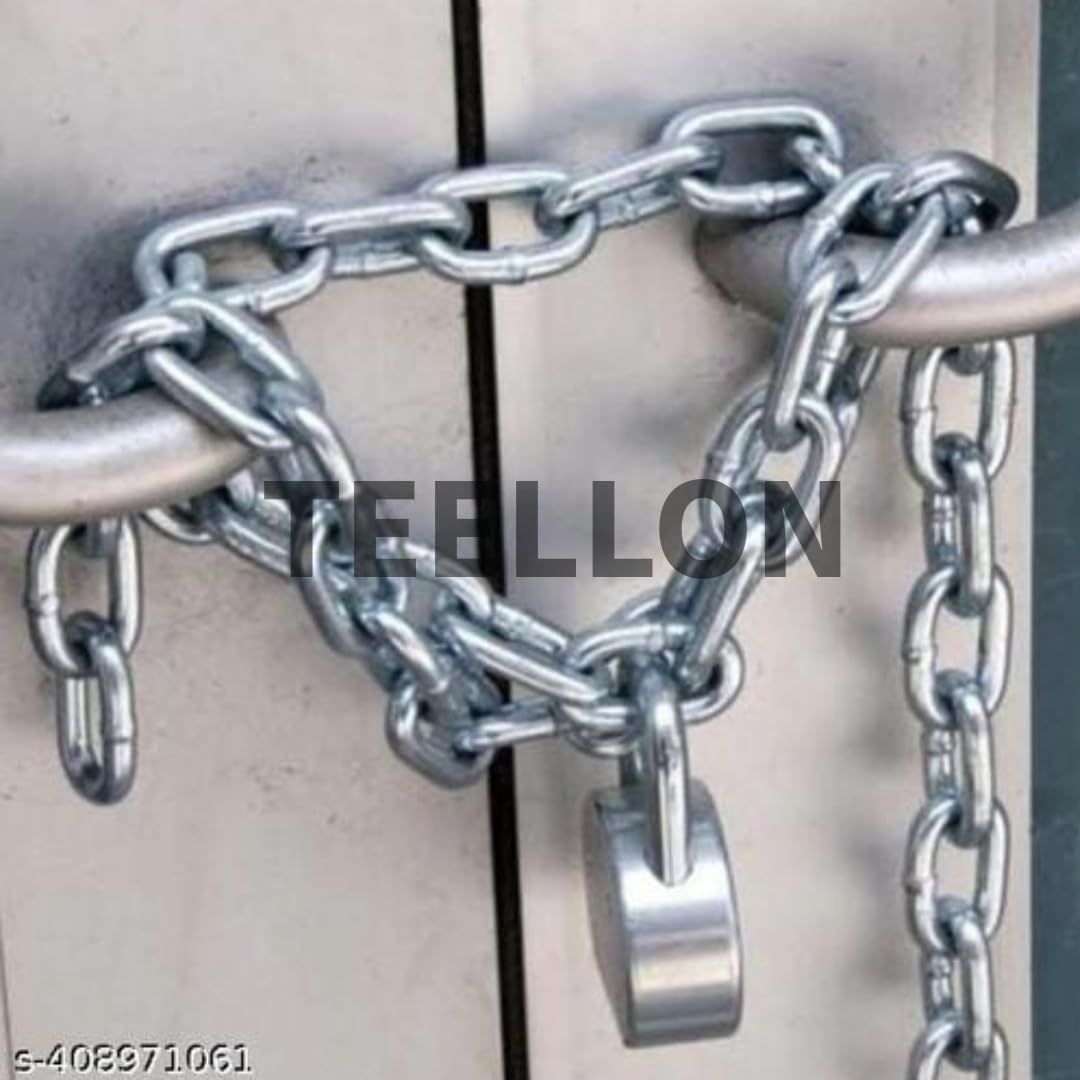 TEELLON® HiLife Harden-65 Round Padlock with 3 Feet (5mm) Heavy Duty Strong Metal Chain with Lock 8 Steel Levers, Double Locking Lock with 3 Keys for Home Main Door, Channel Gate Shutters/Godowns — Amazon image 7