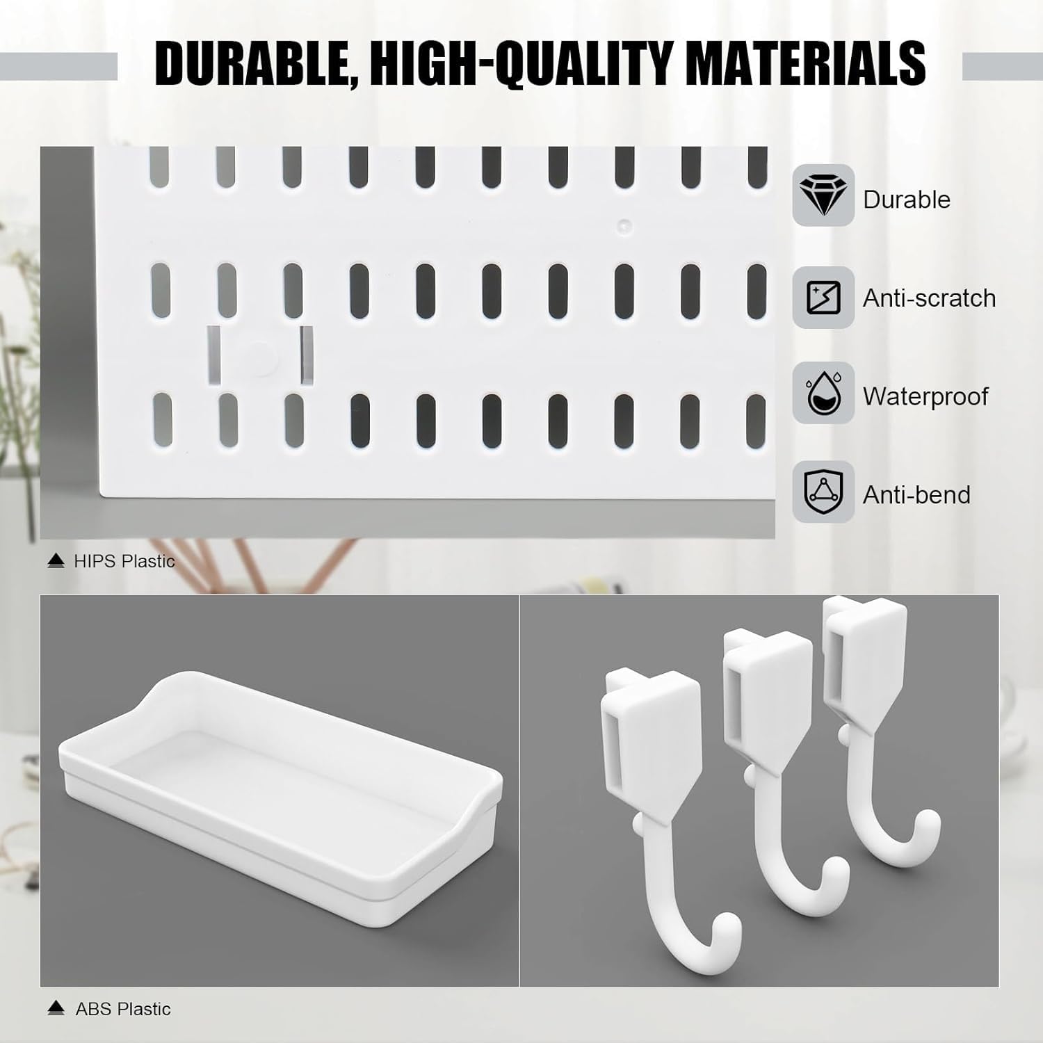 Stecktafel Set mit 4 Stecktafeln (30x30cm) + 20 Zubehör für Raumaufbewahrung, Organisation und Dekoration, Freie Kombination und Einfache Installation (Weiß)