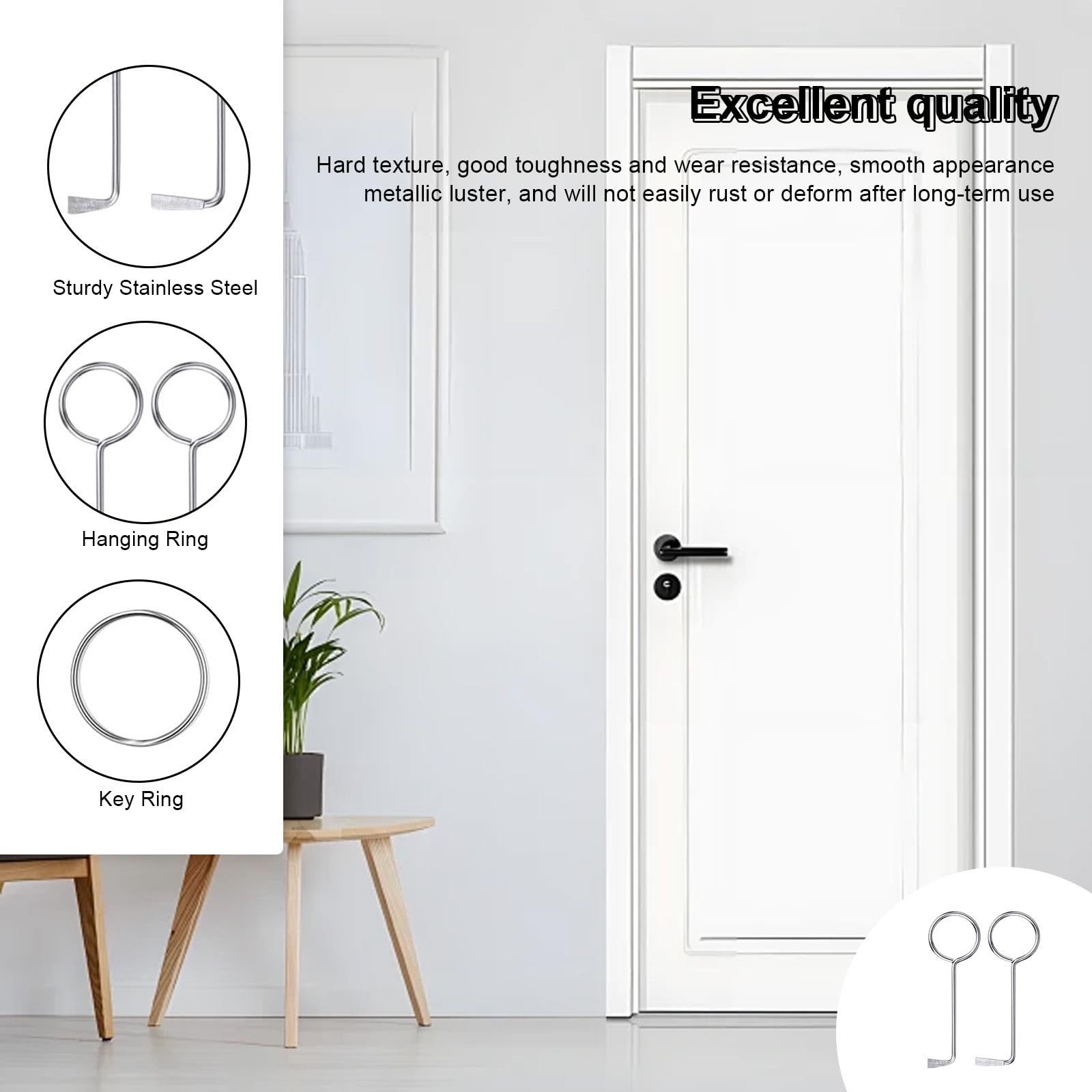Chiave Universale per Serrature, 2 Pezzi in Acciaio Inossidabile Chiave Passepartout Universale, 2 Specifiche, Portatile Chiave Apriporta Universale, Argento, per Aprire Porte Stanze e Bagno