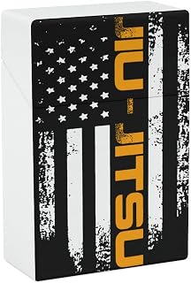 Jiu Jitsu USA Flag Plastic Cigarette Cases Portable Cigarette Box Cigar Boxes Pocket Cigarette Storage Containe