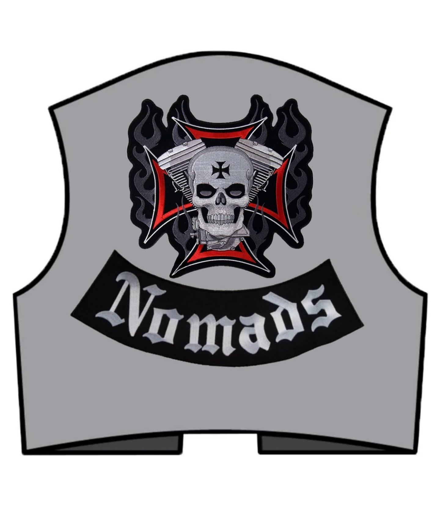 Juego de 2 parches Rocker Skull Estrella Malta | "Nomads" termoadhesivos para chalecos y chalecos de moto, Iron-On para decorar chalecos de moto, bordado en Pilot Motorcycle, para chaleco de moto DIY