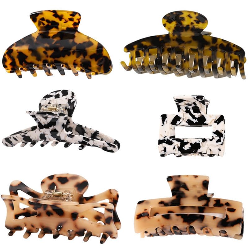2Pcs Leopard Hair Claw Clips for Women Girls, French Ponytail Holder Claw Clips Fashion Hair Accessories for Long Thick Hair (B) - Image 6