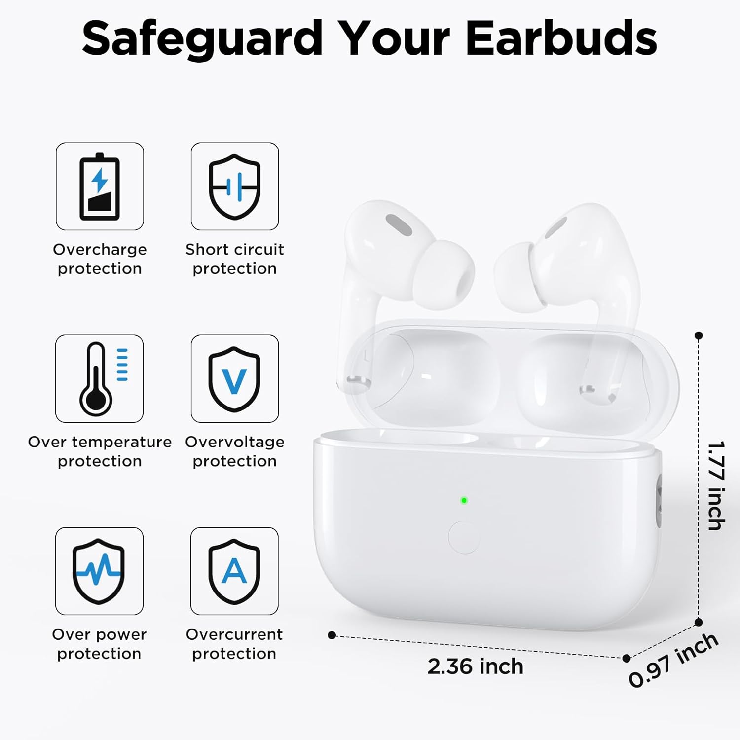 Wireless Air Pod Charging Case Replacement Compatible with Air Pod Pro 1st and 2nd Generation Charging Cases, Built-in 660 mAh Battery with Bluetooth Pairing Sync Button, No Earbuds