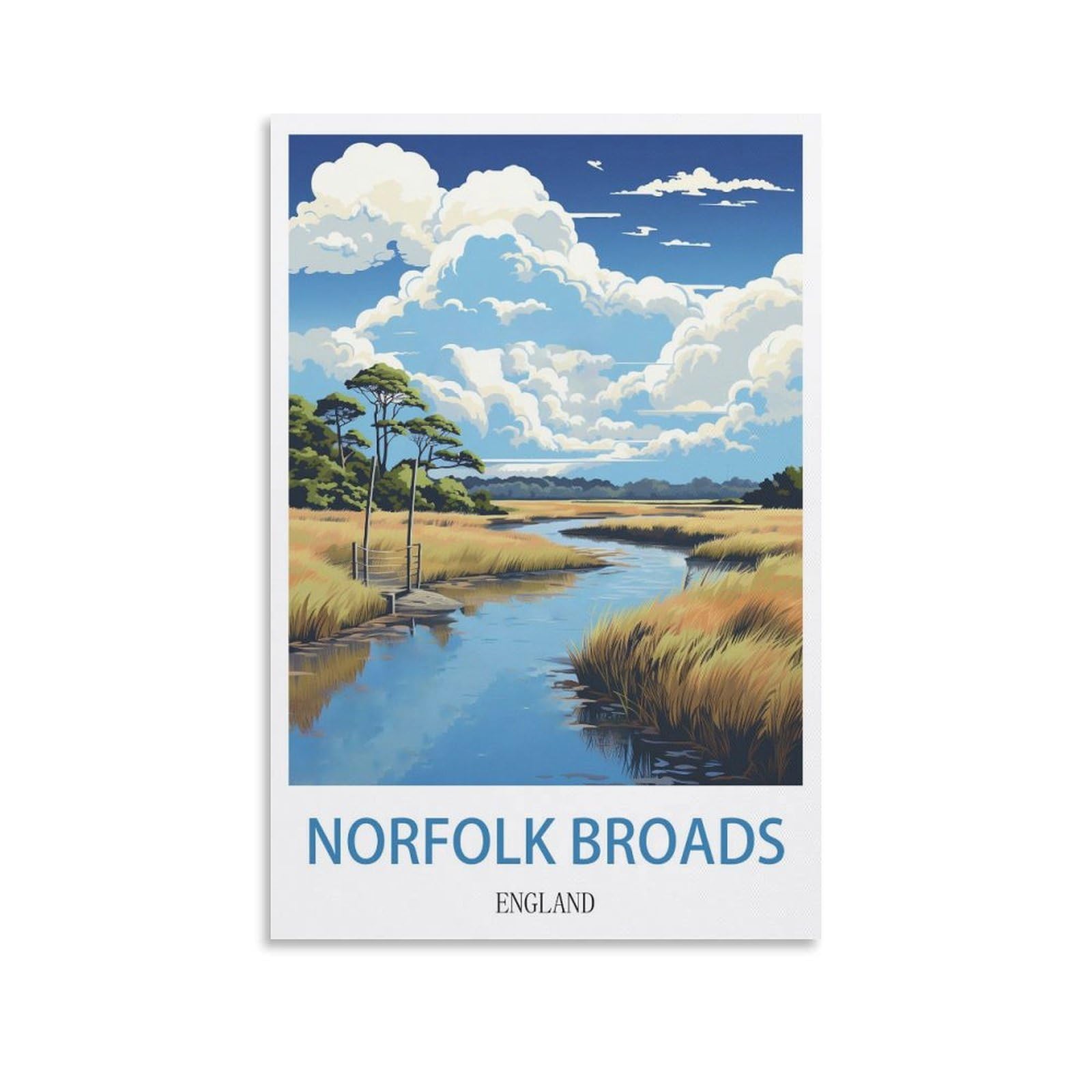 EZMLFA 5D DIY Diamond Painting Kit,Norfolk Broads England Diamond Art Kits for Beginner,Gem Art Kits Round Drill for Home Wall Decor Gifts 50x60cm