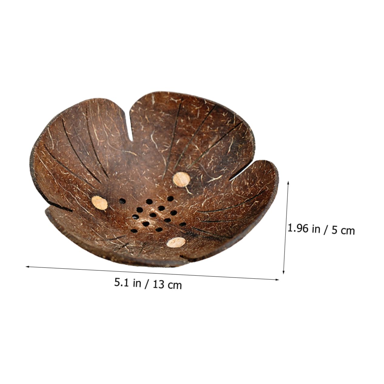 5 Stück Blumenförmige Seifenschale aus Holz und Kokosnussschale mit Ablauf Haushalts Seifenhalter für Bad Dusche und Küche Trocken Haltende Seifendose ohne Bohren Langlebig und