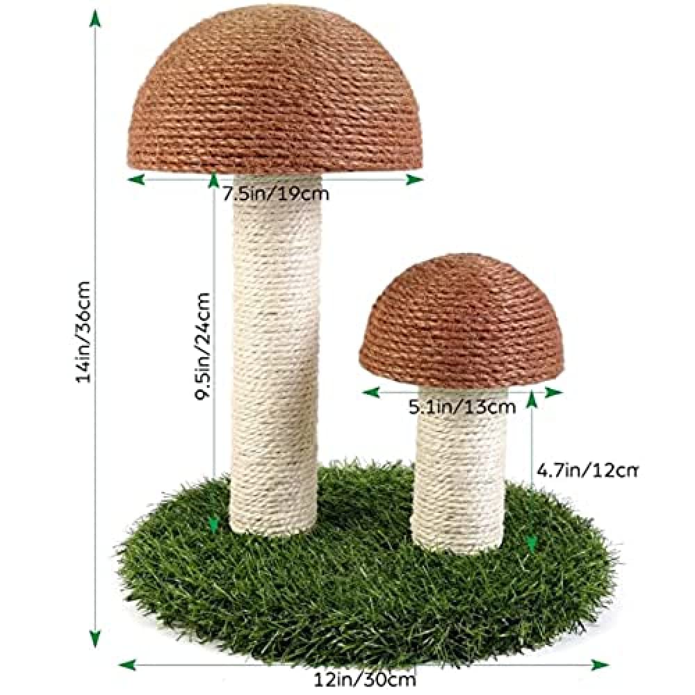 Griffoir Pour Chat En Forme De Champignon - Sisal Naturel, Base Stable - Jouet Et Décoration Intérieure