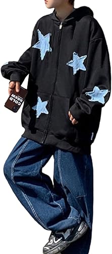 Miniatura 2 de Sunwittafy Sudadera estética con capucha y cremallera para mujer, de manga larga Y2K, de gran tamaño, chaqueta de moda, ropa de calle vintage