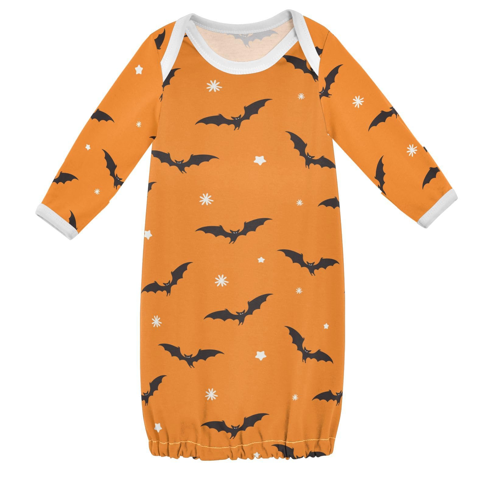 WIFIU Halloween with Bat and Star Baby Girls Boys Sleeper Gown Cotton Nightgown Long Sleeve, Baby Nightdress Sleeping Clothes for Newborn 3-6 Months Multicolor