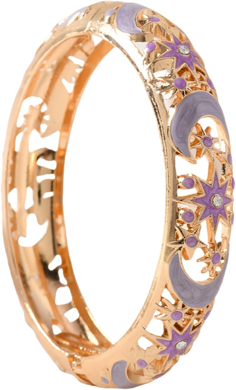 Cloisonne Bracelet For Women, Chunky Bangle Trendy Cute Flower Enamel Bangles Multi Tone Engraved Cuff Gold Plated Bracelets Stackable Wife Jewelry Friendship Gift