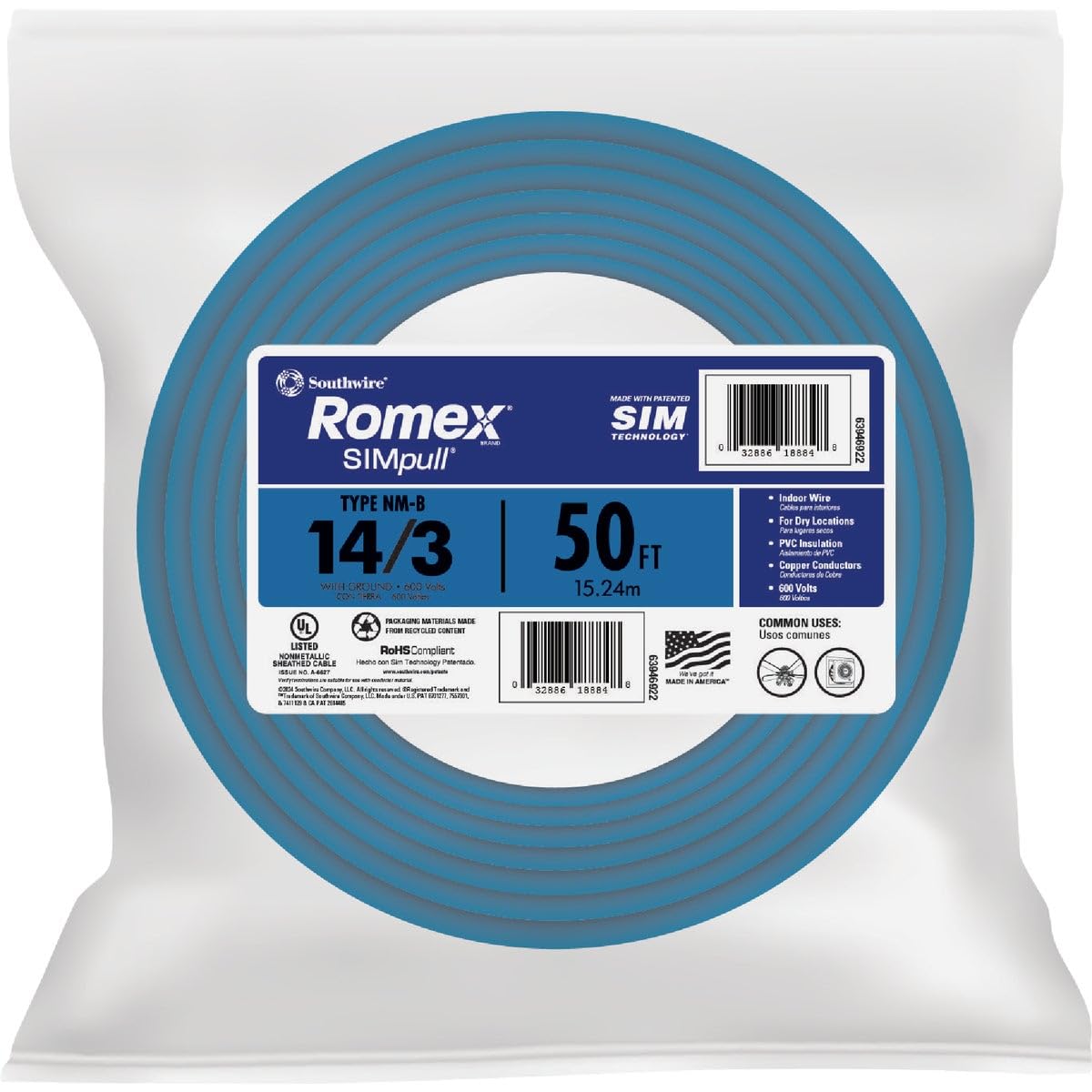 14/3 Gauge Romex SIMpull NM-B Cable