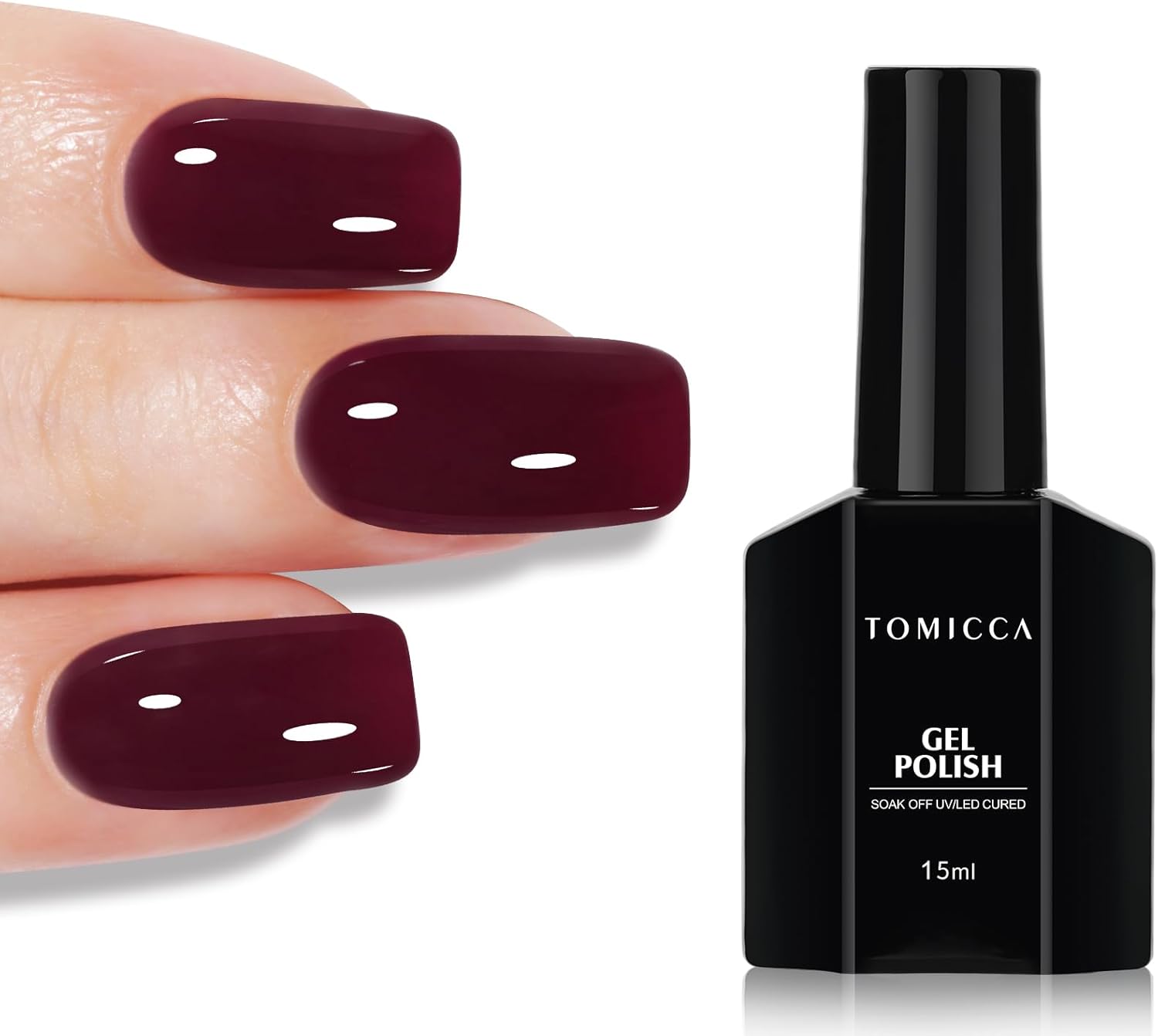 TOMICCA Gel nagellak donker rood, 1 * 15ml schellak nagellak kersen rood Soak Off Gel Polish Nail Art Manicure DIY UV nagellak geschenken