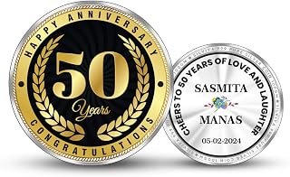 Silviya BIS Hallmarked Personalized 50th - Golden Jubilee Anniversary 999 Pure Silver Coin - Gift for Wife - Husband - Fri... Price In India