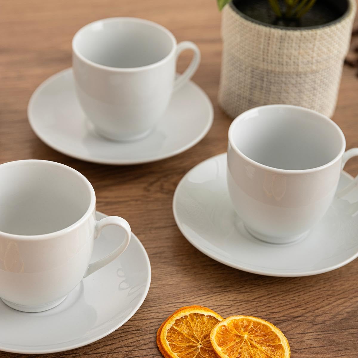 Quid New Renova Set mit 6 Tassen mit Untertasse, Porzellan, 20 cl, mikrowellengeeignet, recycelbar