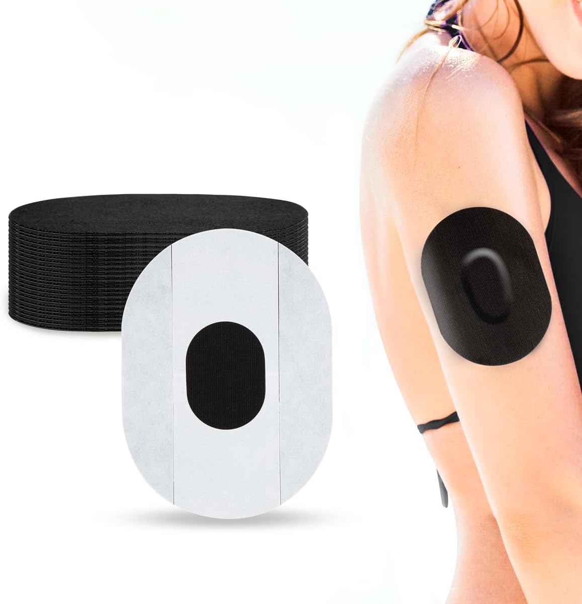20 Packs Dexcom One Patches - Dexcom G6 Adhesive Patches Waterproof Breathable Sensor Tape for Dexcom G6 Overpatch Protection for 10 Days by YOUSHARES (Black)